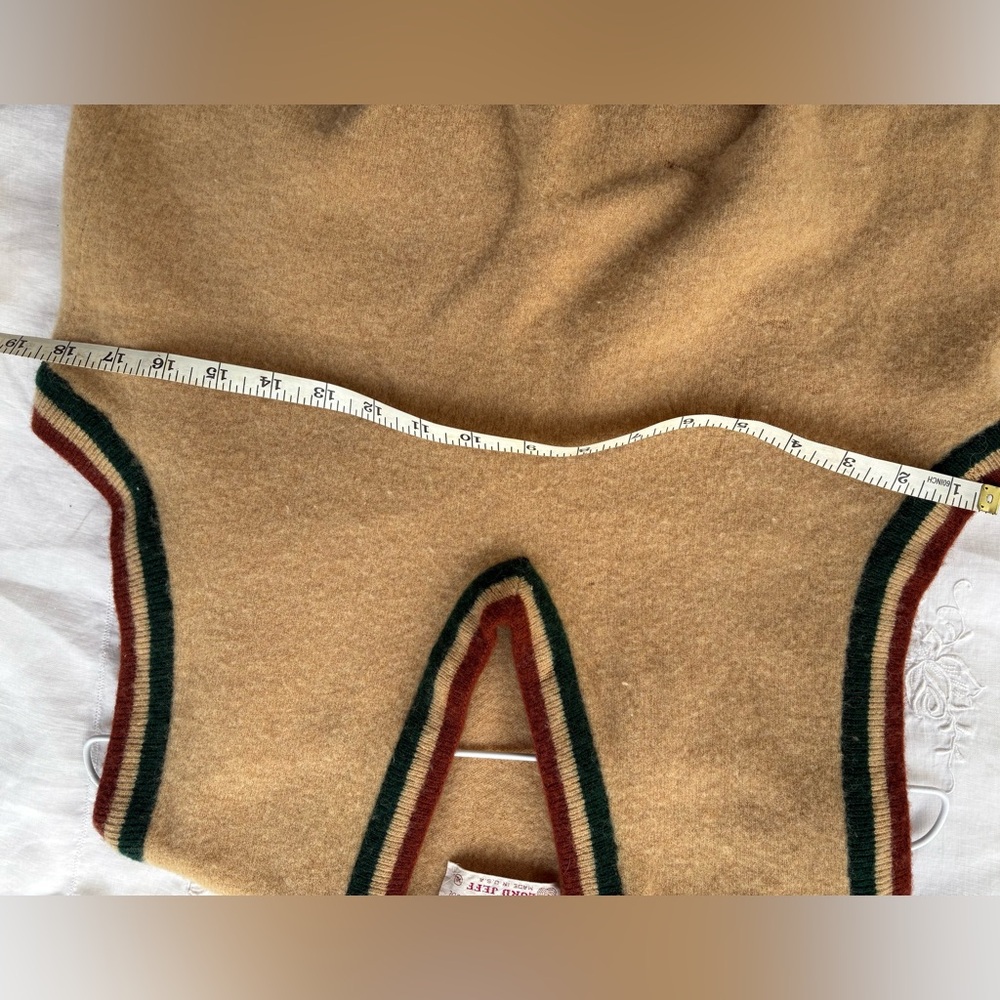 JeffLamb  Tan V-Neck Sweater Vest with Stripes Small tiny holes !! See photos - Picture 6 of 7